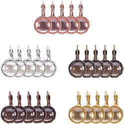 Mixed Color DIY Earring Makings, with Brass Leverback Earring Settings and Transparent Glass Cabochons, Mixed Color, 8.2x8.2x2.7cm