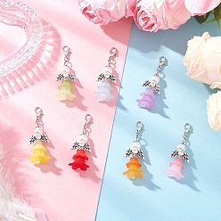 (52) Непрозрачная лаванда Цветочный ангел акриловые подвесные украшения, Сплав с застежками когтя омара, разноцветные, 50 мм