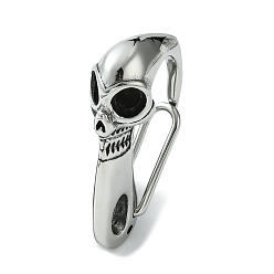 Antique Silver Tibetan Style 304 Stainless Steel Spring Gate Rings, Antique Silver, 45.5x14x26.5mm, Hole: 8.5x5.5mm
