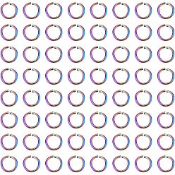 Rainbow Color 100Ионное покрытие (IP) радужного цвета 304 Открытые соединительные кольца из нержавеющей стали, круглые кольца, 8x1 мм, 18 датчик, внутренний диаметр: 6 мм