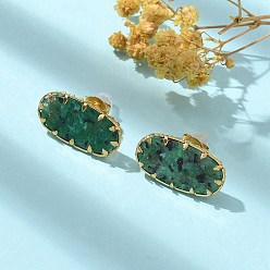 Бирюза 304 овальные серьги-гвоздики из нержавеющей стали бирюзового цвета для женщин, золотые, 20.5x11 мм