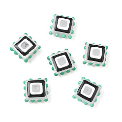 Светлый Морско-зеленый Бусины из стеклянной эмали, окрашенные методом запекания, неровный квадрат, светло-зеленый, 13.5~14x13.5~14x6.5~7 мм, отверстие : 1 мм