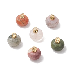 Смешанные камни Подвески-рондели из натуральных смешанных драгоценных камней, с латунной поручительств, золотые, смешанные окрашенные и неокрашенные, 8~9x8.5 мм, отверстие : 1.6 мм