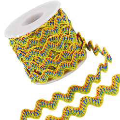 Желтый 10 ярдов полиэстеровая волнистая лента, аксессуары для одежды, желтые, 5/8 дюйм (15 мм)