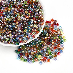 (52) Непрозрачная лаванда Прозрачные цвета радуги стеклянные бусины, круглые, разноцветные, 4~4.5x3.5~4 мм, отверстие : 0.9~1.2 мм, Около 4640 шт / фунт