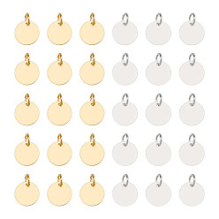 Золотой & Серебряный 100 шт 2 цвета латунь штамповка брелки-пустые бирки, без никеля , плоско-круглые, золотой и серебряный, 12x0.25 мм, отверстие : 4 мм, 50 шт / цвет