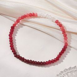 Красный Браслеты-рондели из натуральных окрашенных малайзийских нефритов для женщин, градиент цвета, красные, бусина : 4.5x3.5 mm, внутренний диаметр: 2.20 дюйм (5.6 см)