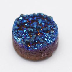 Mixed Color Electroplated Natural Druzy Agate Cabochons, Flat Round, Mixed Color, 4x3mm