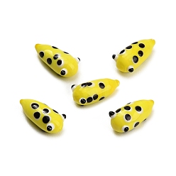 Yellow Handmade Lampwork Worm Figurines, for Home Office Desk Decoration, Yellow, 20x10x8.5mm