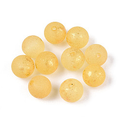 Золотистый Выпечка окрашенные стеклянные бусины, круглые, с золотой порошок, золотые, 8~8.5 мм, отверстие : 1.2~1.5 мм, Около 1430 шт / 1000 г