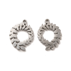 Нержавеющая Сталь Цвет Не тускнеющие 304 подвески из нержавеющей стали, прелести оливковой ветви, цвет нержавеющей стали, 17x13x1.4 мм, отверстие : 1.4 мм