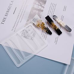 Белый Зажим для волос силиконовые формы, формы для литья смолы, для уф-смолы, изготовление ювелирных изделий из эпоксидной смолы, бар и конский глаз, треугольник, прямоугольник и слеза, белые, 98x78.5x3.5 мм, бар: 10.5x69.5 mm, лошадь глаз: 10.5x69.5 мм, Треугольник: 68x26.5 мм, слеза, 69.5x19.5 мм, Прямоугольник: 15.5x70.5 мм