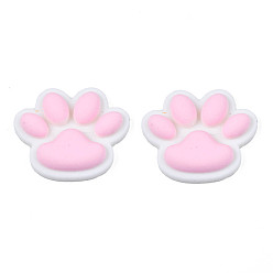 Pink Opaque Resin Cabochons, Cat Paw, Pink, 24x29x6mm