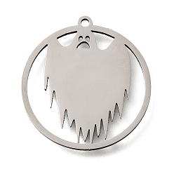 Нержавеющая Сталь Цвет 201 подвески из нержавеющей стали, круглые, кольцо с призрачным шармом, цвет нержавеющей стали, 25.5x24x1 мм, отверстие : 1.5 мм