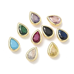 (52) Непрозрачная лаванда Кабошоны из кубического циркония в форме капли из латуни с микропаве, стойки покрытие, долговечный, без свинца и без кадмия, реальный 18 k позолоченный, разноцветные, 7.5x5x3 мм