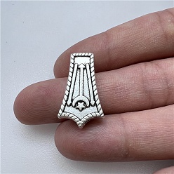 Античное Серебро Сплавочные овальные бусины тибетского стиля , кисточка вилка линкер, античное серебро, 24x14 мм, отверстие : 2 мм, Около 149 шт / 500 г