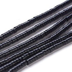 Black Onyx Нити бусин из натурального окрашенного и нагретого черного оникса, Heishi бусы, Плоский круглый / диск, 4~4.5x2.5 мм, отверстие : 0.7 мм, около 167 шт / нитка, 15.43 дюйм (39.2 см)