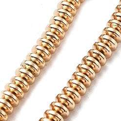 Светло-Золотое Покрытие Гальванические нити из синтетических немагнитных гематитовых бусин, блюдце бусины, свет позолоченные, 5.5x2.5~3 мм, отверстие : 1.2 мм, около 153 шт / нитка, 16.54'' (42 см)
