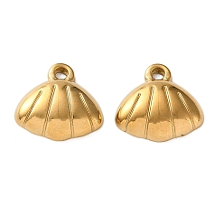 Золотой 304 подвески из нержавеющей стали, формы раковины, ионное покрытие (ip), золотые, 13x13x3 мм, отверстие : 1.8 мм
