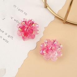 Ярко-Розовый Светящиеся цветочные кабошоны из смолы, светится в темноте, ярко-розовый, 25 мм, 10 шт / комплект