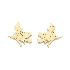 Real 18K Gold Plated 201 Stainless Steel Pendants, Witch, Real 18K Gold Plated, 38x36x1mm, Hole: 1.4mm