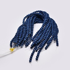 Royal Blue Natural Lava Rock Round Bead Strands, Dyed, Royal Blue, 8mm, Hole: 1mm, about 50pcs/strand, 15.7 inch
