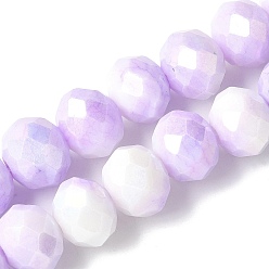 Лиловый Стеклянные бусины с гальваническим покрытием , рондель, граненые, сирень, 10x8 мм, отверстие : 1.4 мм, 15.75'' (40 см)
