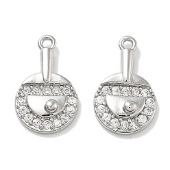 Платинированный Подвески из латуни с покрытием из прозрачного кубического циркония, без кадмия, без никеля и без свинца, долговечный, подвески для ракеток для настольного тенниса, Реальная платина, 16x10x3 мм, отверстие : 1.2 мм