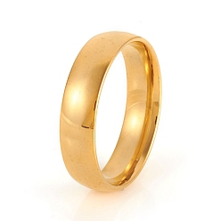 Золотой 201 кольца плоские из нержавеющей стали, золотые, размер США 12 1/4 (21.5 мм), 6 мм