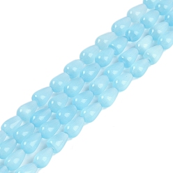 Светло-Синий Кошачие глаза, граненые, слеза, голубой, 10x6 мм, отверстие : 1 мм, около 42 шт / нитка, 14.76'' (37.5 см)