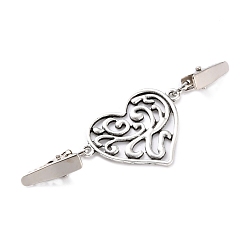 Античный Серебристый & Платиновый Винтажные зажимы для кардигана из сплава, зажимы воротника свитера, персик сердца, старинное серебро и платина, 103 мм