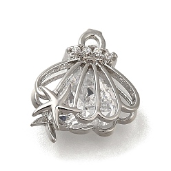 Платина Латунь с микропокрытием, без кадмия, без никеля и без свинца, долговечный, гребешок со звездой, платина, 12.5x12x5.5 мм, отверстие : 1.4 мм