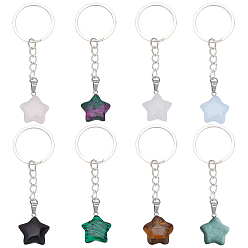 Смешанные камни 8 Брелок с кулоном в виде звезды и драгоценных камней, с железной фурнитурой, 88~90 мм, коробка: 7.8x7.2x1.8 см