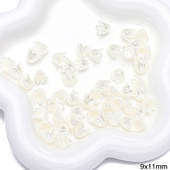 Белый Абс пластиковые жемчужные шарики, цветок, белые, 11x9 мм, 40 шт / комплект