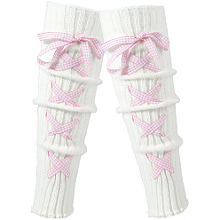 Бледно-Розовый Рукава из поликоттона с бантом, гетры, японские носки в стиле лолиты, розовый жемчуг, 420~425x70~75x2.5 мм