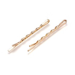 Light Gold Железа заколки для волос, твист, золотой свет, 55.5x2x4 мм