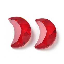 Красный Стеклянные подвески, лунное очарование, граненые, красные, 20x13.5x7.5 мм, отверстие : 1.6 мм