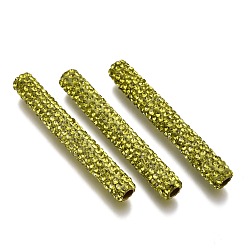 Оливин Полимерная глина бисера горный хрусталь трубки, с латунной фурнитурой , оливина, 35~35.5x5~5.5 мм, отверстие : 2.5 мм