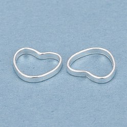 Посеребрённый Латунные соединительные колечки, долговечный, сердце, 925 серебро покрытием, 6x7.5x1 мм, внутренний диаметр: 6x5 мм