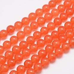 Помидор Натуральные и крашеные нити шарик Malaysia нефрита, круглые, помидор, 12 мм, отверстие : 1.0 мм, около 31 шт / нитка, 15 дюйм