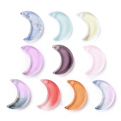 (52) Непрозрачная лаванда Стеклянные бусины из прозрачной краски для запекания, луна, Топ пробуренной, разноцветные, 15.5x13x3.5 мм, отверстие : 1.2 мм
