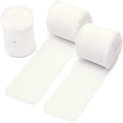 Белый 5м полиэфирная шифоновая лента, Лента с необработанными краями для изготовления ювелирных бантов своими руками, Подарочная упаковка, белые, 1-5/8 дюйм (40 мм), около 5.47 ярдов (5 м) / рулон