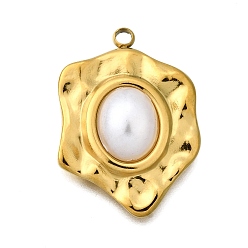 Самородки Подвески из пластикового жемчуга, с 304 нержавеющей стали, самородки, 25.5x18.5x5.5 мм, отверстие : 2 мм