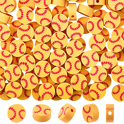 Золотистый 300 бусины из полимерной глины ручной работы., бейсбол, золотые, 9.5x4 мм, отверстие : 1.8 мм