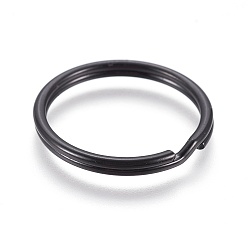 Black Iron Split Key Rings, Keychain Clasp Findings, Black, 28mm, Inner Diameter: 24mm