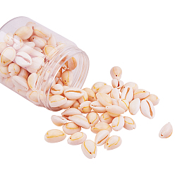 Морская Ракушка 1 коробка овальная в виде ракушек с отверстиями под ремесло 13-17 мм, цвет морской раковины, 17~22x11~16x9~11 мм, отверстия: 1 мм, около 120 шт / коробка