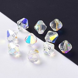 Clear AB Imitation Austrian Crystal Beads, Grade AAA, Faceted, Bicone, Clear AB, 6x6mm, Hole: 0.7~0.9mm