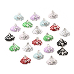 Платина Сплав эмали прелести, со стразами, в форме ракушки с подвесками в виде морских звезд, платина, 13x14x4 мм, отверстие : 1.4 мм