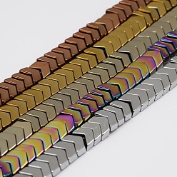 (52) Непрозрачная лаванда Гальванизировать немагнитных синтетический гематит бисер пряди, бисер нитей, Стрелки, разноцветные, 6x8x3 мм, отверстие : 1 мм, около 110 шт / нитка, 15.75 дюйм