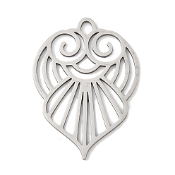 Нержавеющая Сталь Цвет 201 подвески из нержавеющей стали, лазерная резка, подвеска в виде полого облака и листа, анти-тускнение, цвет нержавеющей стали, 35x25x1 мм, отверстие : 3x2.5 мм